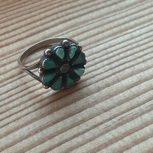 Vintage turquoise, old pawn, silver ring size 6